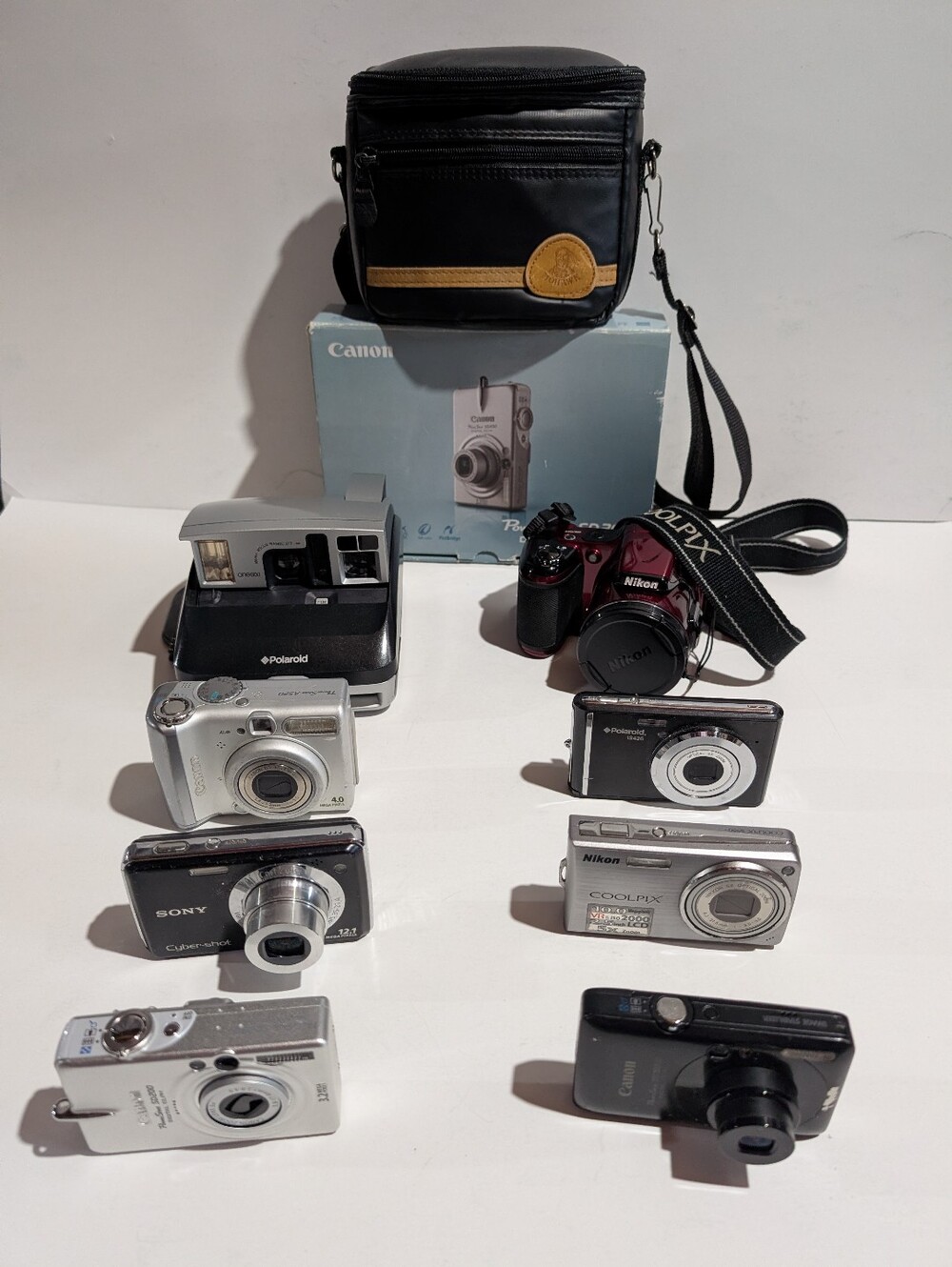 Digital Camera Lot Of 8 For Parts Or Repair Canon Sony Nikon Polaroid Cameras